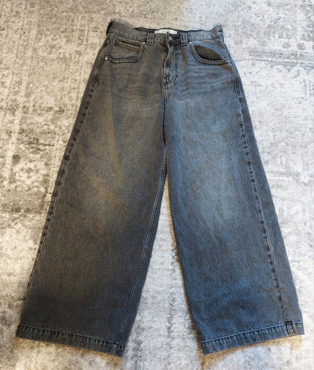 Hollister The Big Jean Mens 30x32 Gray Wide Leg Baggy Skater Hollywood Y2K